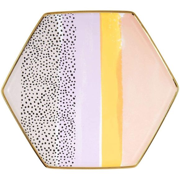 NWT Sippin' Hexagon Mug and Saucer Set in Peach, Black Dot, and Honey - Picture 4 of 6